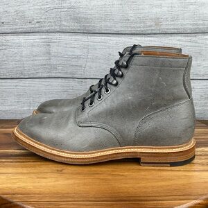 Men's Gray Leather Lace-Up Work Boots